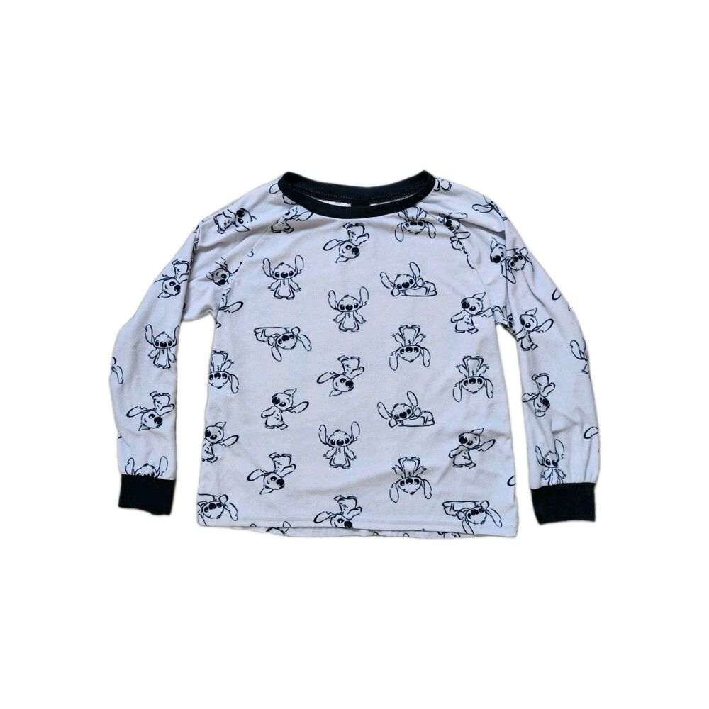 Disney Lilo & Stitch Blue All Over Print Long Sleeve Pajama Top Girls S 4-6 EUC